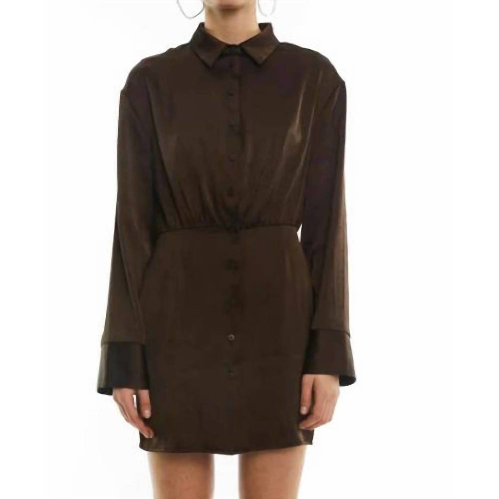 NEW OVAL SQUARE polish shirt dress in dark oak